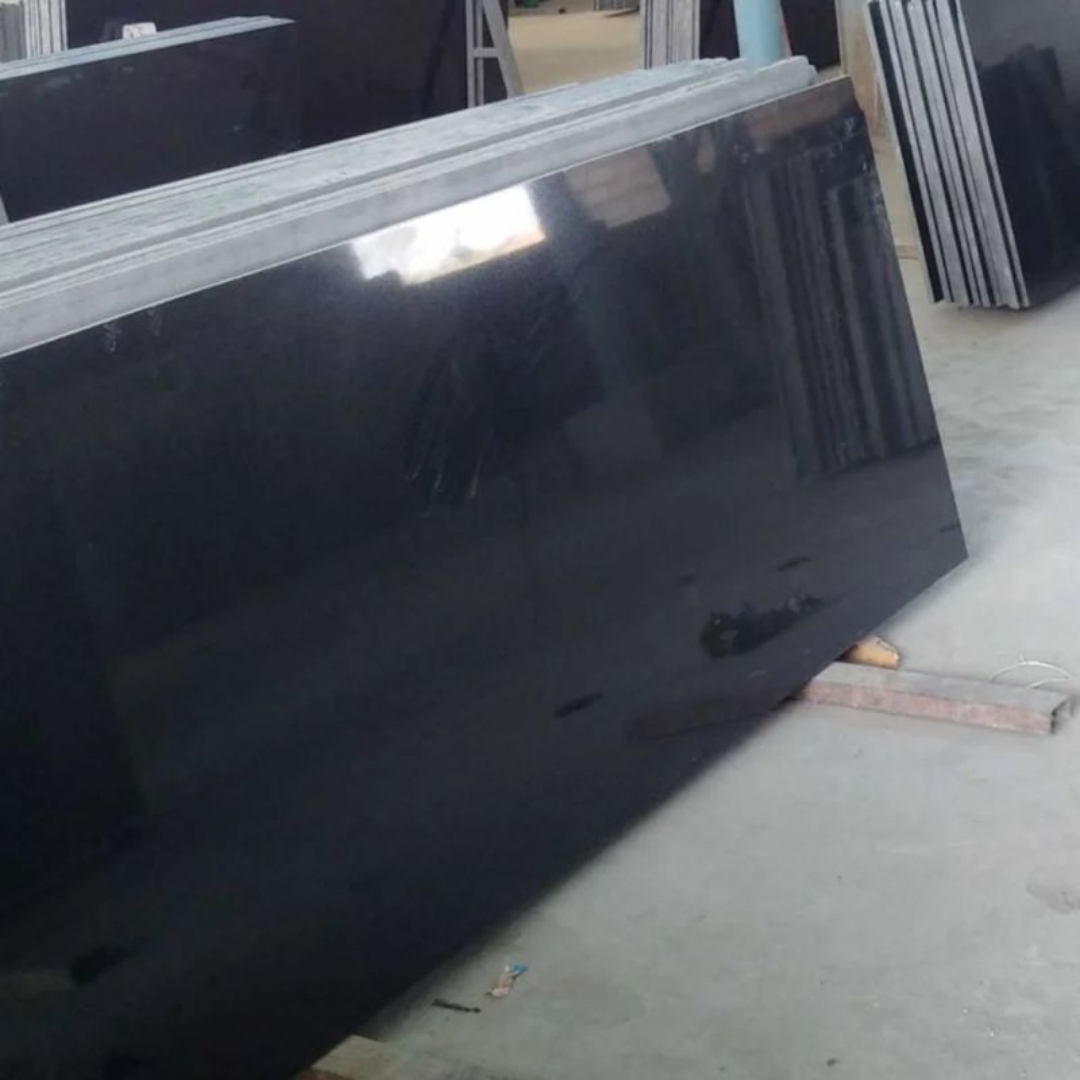 Polished Black Granite Slab